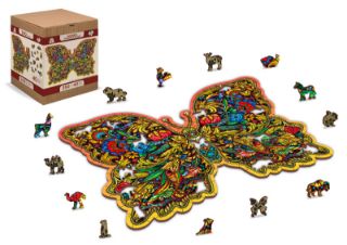 Obrázek z Dřevěné puzzle v boxu Královská křídla motýl L 250 dílků 